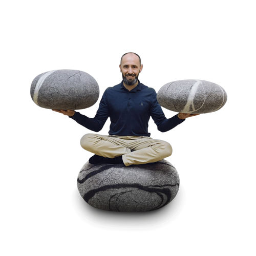 Modernes Sitzkissen - ZENSET - Katsu Stones - Wolle / rund / oval