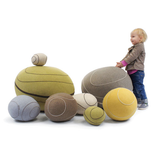 Modernes Sitzkissen - KIDSET - Katsu Stones - Wolle / rund / oval