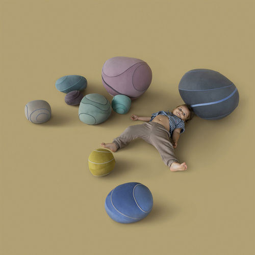Modernes Sitzkissen - KIDSET LUNA - Katsu Stones - Wolle / rund / handgefertigt