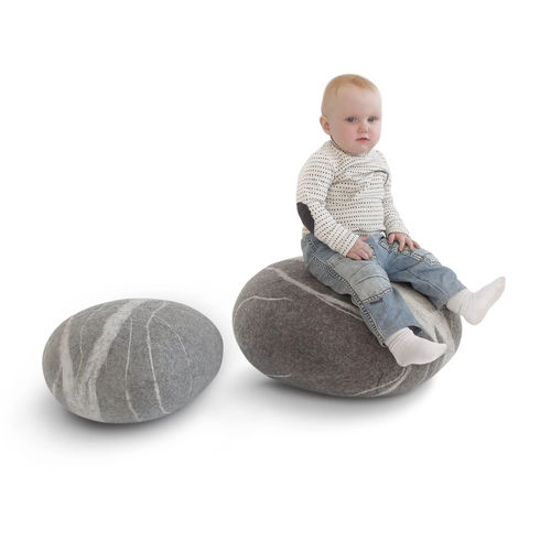 Modernes Sitzkissen - SET055W - Katsu Stones - Wolle / rund / handgefertigt