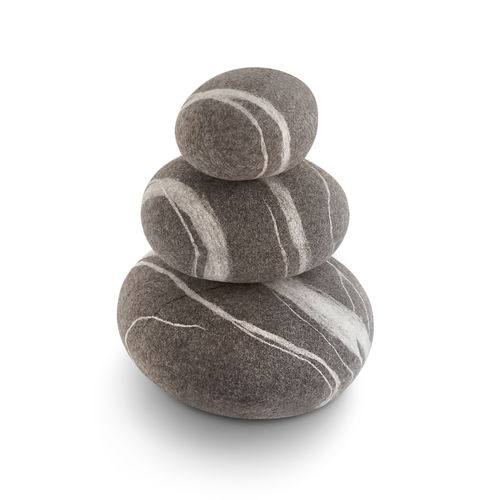 Modernes Sitzkissen - SET054W - Katsu Stones - Wolle / rund / handgefertigt