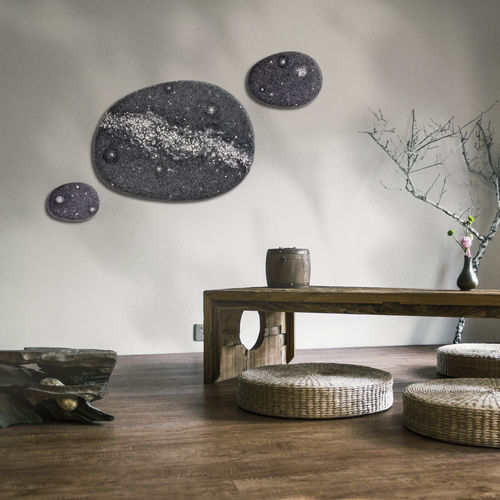 Akustik-Wandpaneel - MILKY WAY - Katsu Stones - Wolle / geometrisch / grau