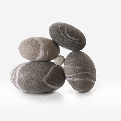 Modernes Sitzkissen - DELTA - Katsu Stones - Wolle / rund / handgefertigt