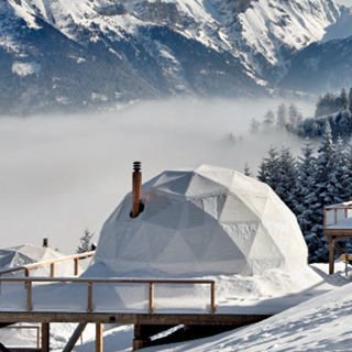 Rundes Blasenzelt - GEODESIC G-6 - Free Home - PVC / galvanisiertem Stahl / transparent