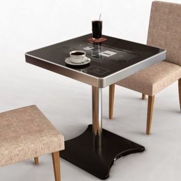 Moderner Bistrotisch - D-Néo - DYMENSION - Metall / Gestell aus verchromtem Metall / quadratisch