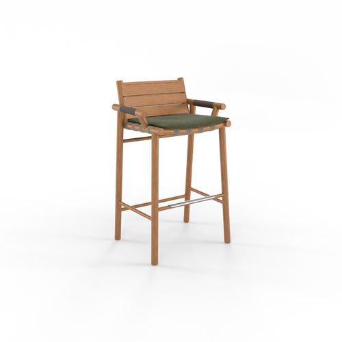Barhocker / originelles Design - UZ - Yaaz - Sunbrella® / Gestell aus Teakholz / mit 4 Beinen