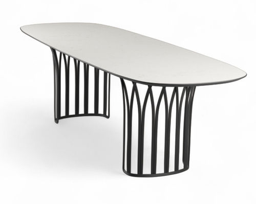 Design-Esstisch - KORU - Yaaz - Aluminium / Gestell aus Aluminium / rechteckig