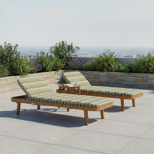 Moderne Sonnenliege - UZ - Yaaz - Sunbrella® / Teakholz / für Pool