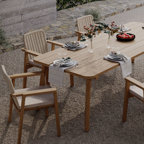 Design-Tisch - UZ - Yaaz - Teakholz / Gestell aus Teakholz / rechteckig