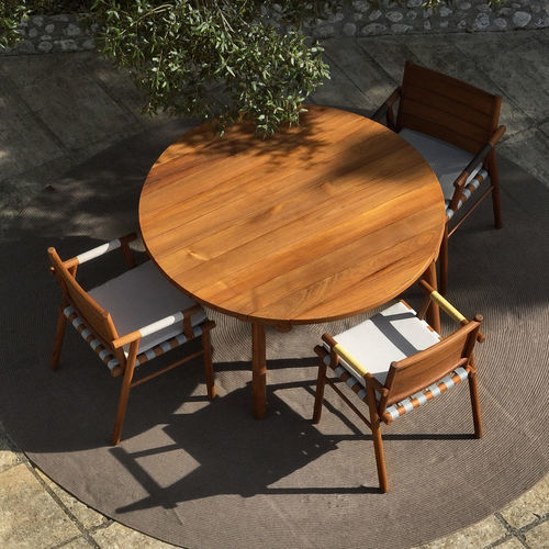 Design-Tisch - UZ - Yaaz - Teakholz / Gestell aus Teakholz / rund