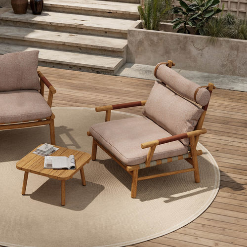 Design-Couchtisch - UZ - Yaaz - Teakholz / Gestell aus Teakholz / quadratisch