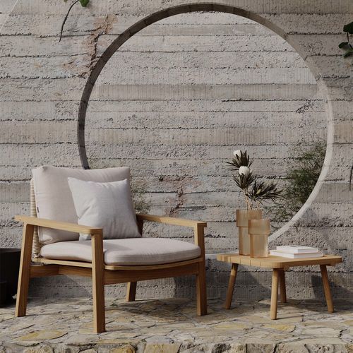 Design-Sessel - DENK - Yaaz - Sunbrella® / Teakholz / mit abnehmbarem Kissen