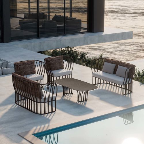 Design-Sofa - KORU - Yaaz - für Außenbereich / Sunbrella® / mit Armlehnen