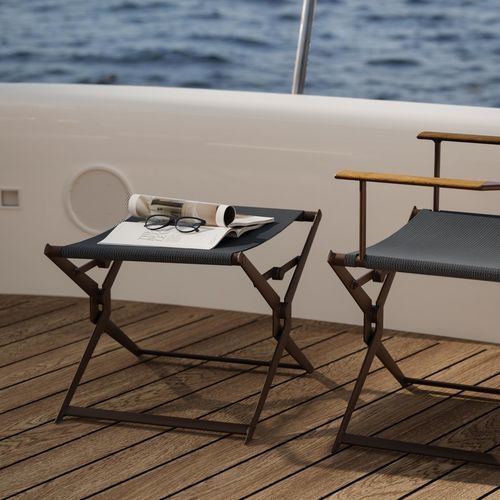 Design-Hocker - SAYE  - Yaaz - Batyline® / Gestell aus Aluminiumguss / klappbar