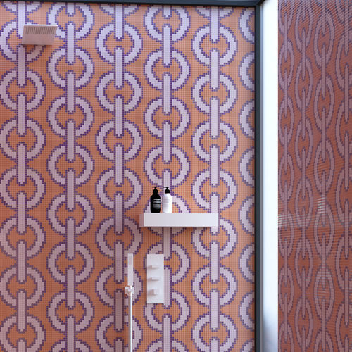 Lavaoptik-Mosaikfliese - CHAIN ARANCIO  - TESSERE - Naturstein / Recycling-Glas / in Steinoptik
