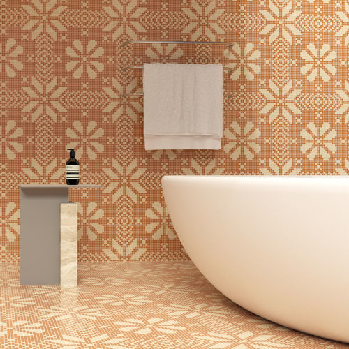 Marmor-Mosaikfliese - LACE MIELE - TESSERE - Lavaoptik / Naturstein / Recycling-Glas