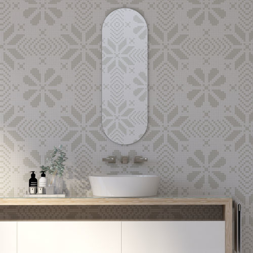 Marmor-Mosaikfliese - LACE NEBBIA  - TESSERE - Lavaoptik / Naturstein / Recycling-Glas