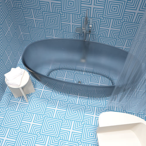Marmor-Mosaikfliese - OVERLAP AZZURRO - TESSERE - Lavaoptik / Naturstein / Recycling-Glas
