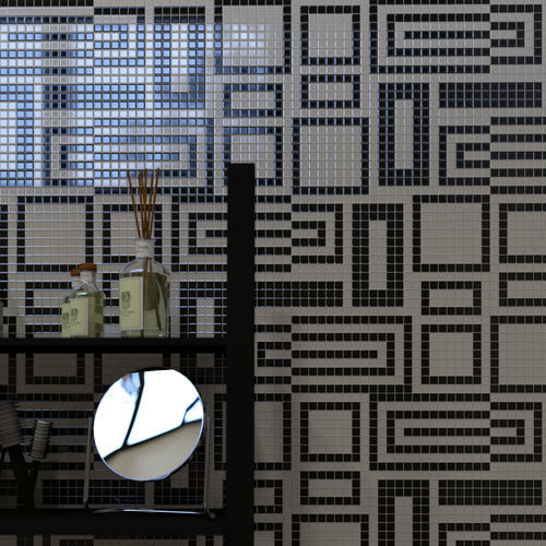 Lavaoptik-Mosaikfliese - SWITCH BIANCO NERO - TESSERE - Naturstein / Recycling-Glas / Hochglanz