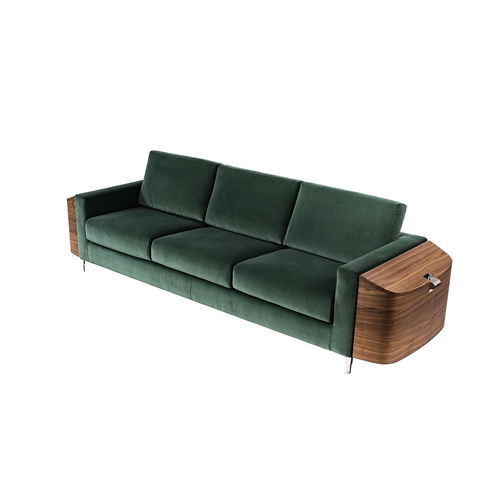 Modernes Sofa - SADDLEBAGS - Softicated - Stoff / Leder / grün