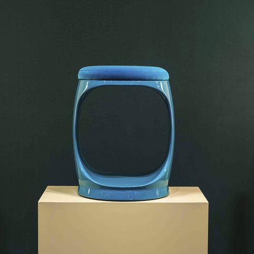 Moderner Hocker - Signet Ring B10011 Turquoise - Softicated - Samt / Gestell aus Polyurethan / Polster
