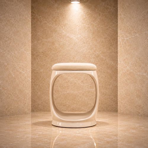 Moderner Hocker - SIGNET RING BEIGE - Softicated - Samt / Gestell aus Polyurethan / Polster