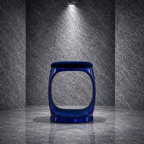 Moderner Hocker - SIGNET RING B10002 NAVY - Softicated - Samt / Gestell aus Polyurethan / Polster