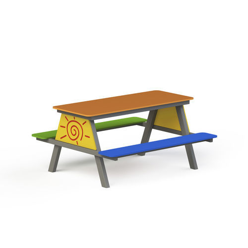 Moderner Picknicktisch - HT03  - GOTINSHTAIN EOOD - HDPE / Gestell aus Metall / rechteckig