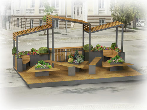 Parklet mit integrierten Pflanzkübeln - PL01  - GOTINSHTAIN EOOD - Modul / umweltfreundlich