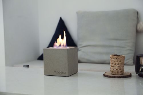Bioethanol-Brennkammer / Edelstahl - VITO - ELEMENTI - quadratisch / Beton / Tisch