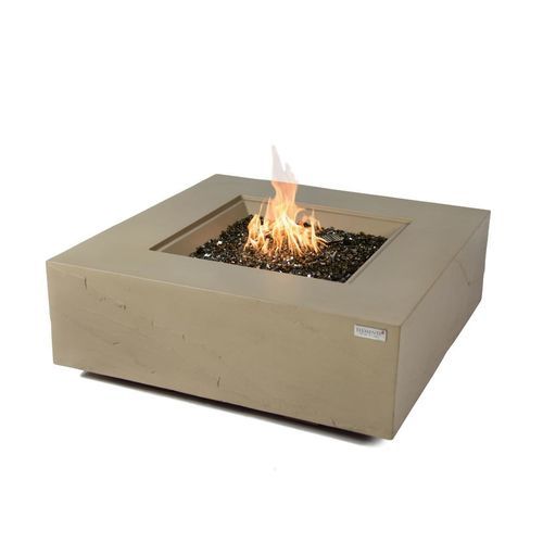 Garten-Feuerstelle / Gas - ULURU - ELEMENTI - Glasfaserbeton / quadratisch / grau