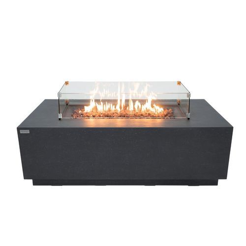 Garten-Feuerstelle / Gas - ANDES - ELEMENTI - Beton / Glasfaserbeton / rechteckig