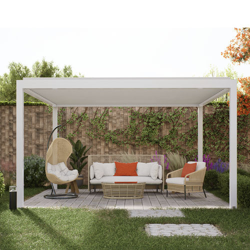 Angebaute Pergola - SEESAW - Lavia Outdoor Living Space - selbsttragend / extrudiertes Aluminium / mit orientierbaren Lamellen