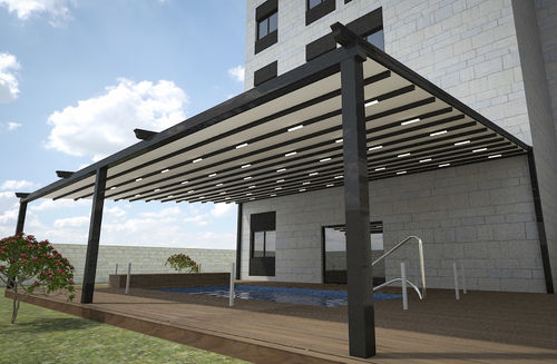 Angebaute Pergola - SMART COMBI - Smart Sky - Aluminium / Stahl / mit orientierbaren Lamellen