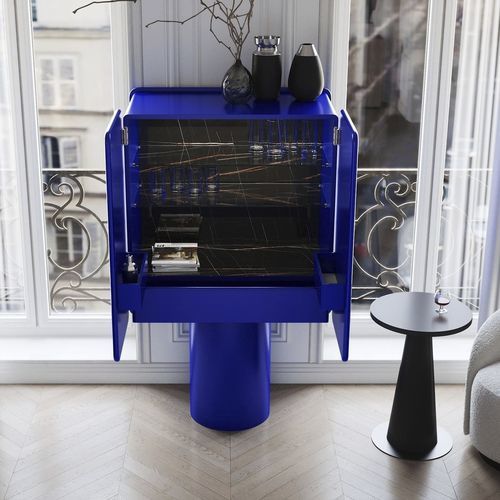 Moderner Barschrank - REGIS Ultramarine - ULTRAMOBILI - hochglanzlackiertes Holz / Glas / Keramik