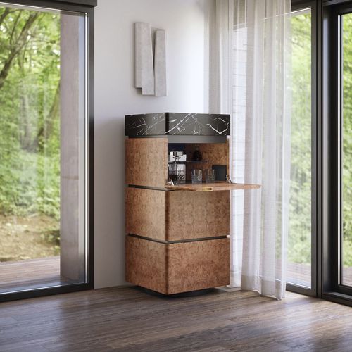Moderner Barschrank - RC  - ULTRAMOBILI - Kastanienholz / Glas / Marmor