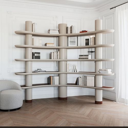 Eck-Bücherregal - MINA A140 - ULTRAMOBILI - modern / Nussbaum / mattlackiertes Holz