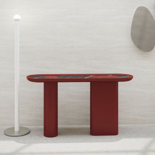 Moderner Konsolentisch - CRETA Coral - ULTRAMOBILI - Marmor / Satin / Gestell aus lackiertem Holz