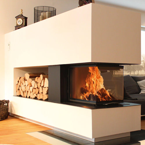 Geschlossene Feuerstelle / Holz - 48x72x51 S3 2.0 - AUSTROFLAMM - mit 3 Sichtseiten / Metall / Glas