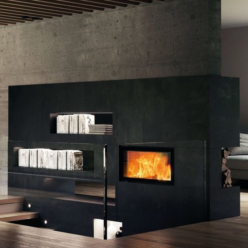 Geschlossene Feuerstelle / Holz - 75X39 K II 2.0 - AUSTROFLAMM - doppelseitig / Metall / Glas