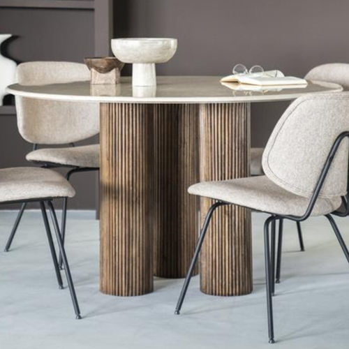 Moderner Esstisch - XAVI - TRUST MOBILIER - Holz / Gestell aus Holz / rund
