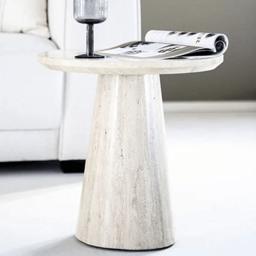 Moderner Beistelltisch - AIME - TRUST MOBILIER - Travertin / Gestell aus Travertin / rund