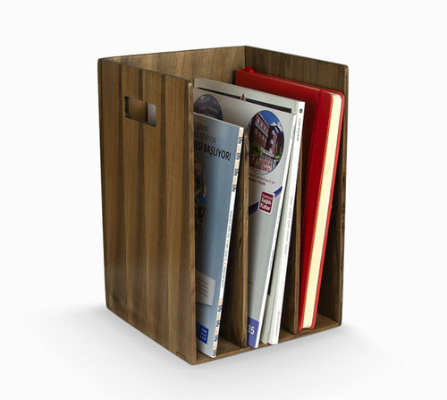 Moderner Zeitschriftenständer - RK369 - WOODSAKA KFT. - für professionellen Einsatz / Nussbaum / beige