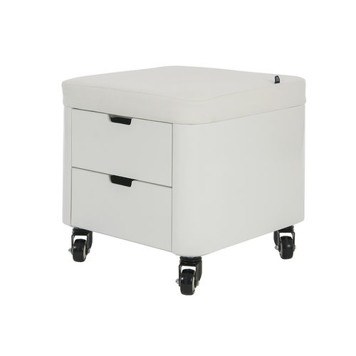 Moderner Hocker - Cosy - WEELKO BARCELONA - Leder / Gestell aus lackiertem Holz / mit Rollen
