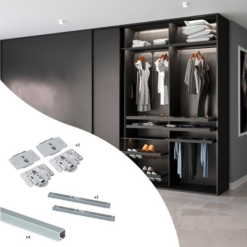 Aluminium-Schiebesystem - 6117462 - Emuca SA - Stahl / für Schranktür / für Privatgebrauch