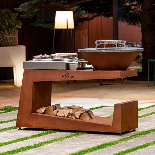 Outdoor-Küche - Bonfire Luxe - D' Corten - modern / Buche / COR-TEN®-Stahl