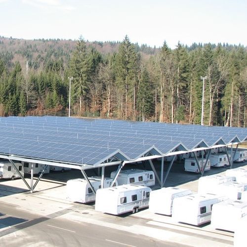 Carport für Wohnmobil / für Gewerbegebrauch - voestalpine Sadef nv - maßgefertigt / Solar / Stahl