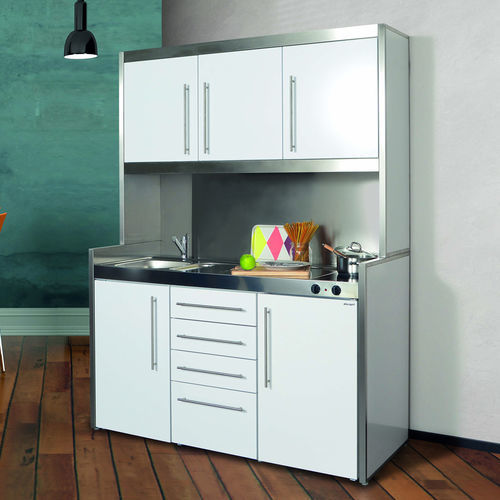 Kompakte Kochnische - SL-D - Stengel Steel Concept GmbH - gebürsteter Edelstahl / polierter Edelstahl / Kochplatte