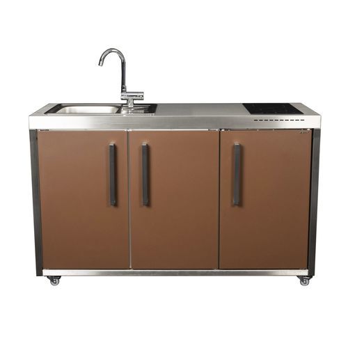 Kleine Kochnische - MO 150 - Stengel Steel Concept GmbH - gebürsteter Edelstahl / polierter Edelstahl / mit Griffen