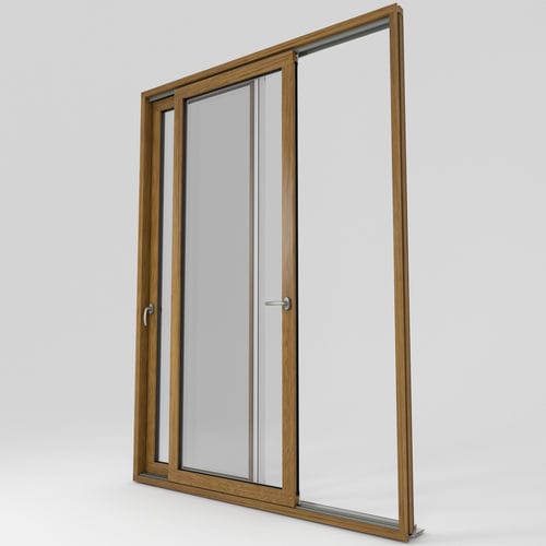 Glasschiebetür - CM80 - CASTES INDUSTRIES SAS - Aluminium / Holz / mit Holzstruktur